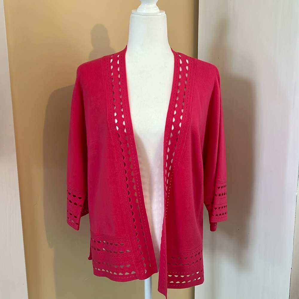 Chicos watermelon pink open cardigan size small